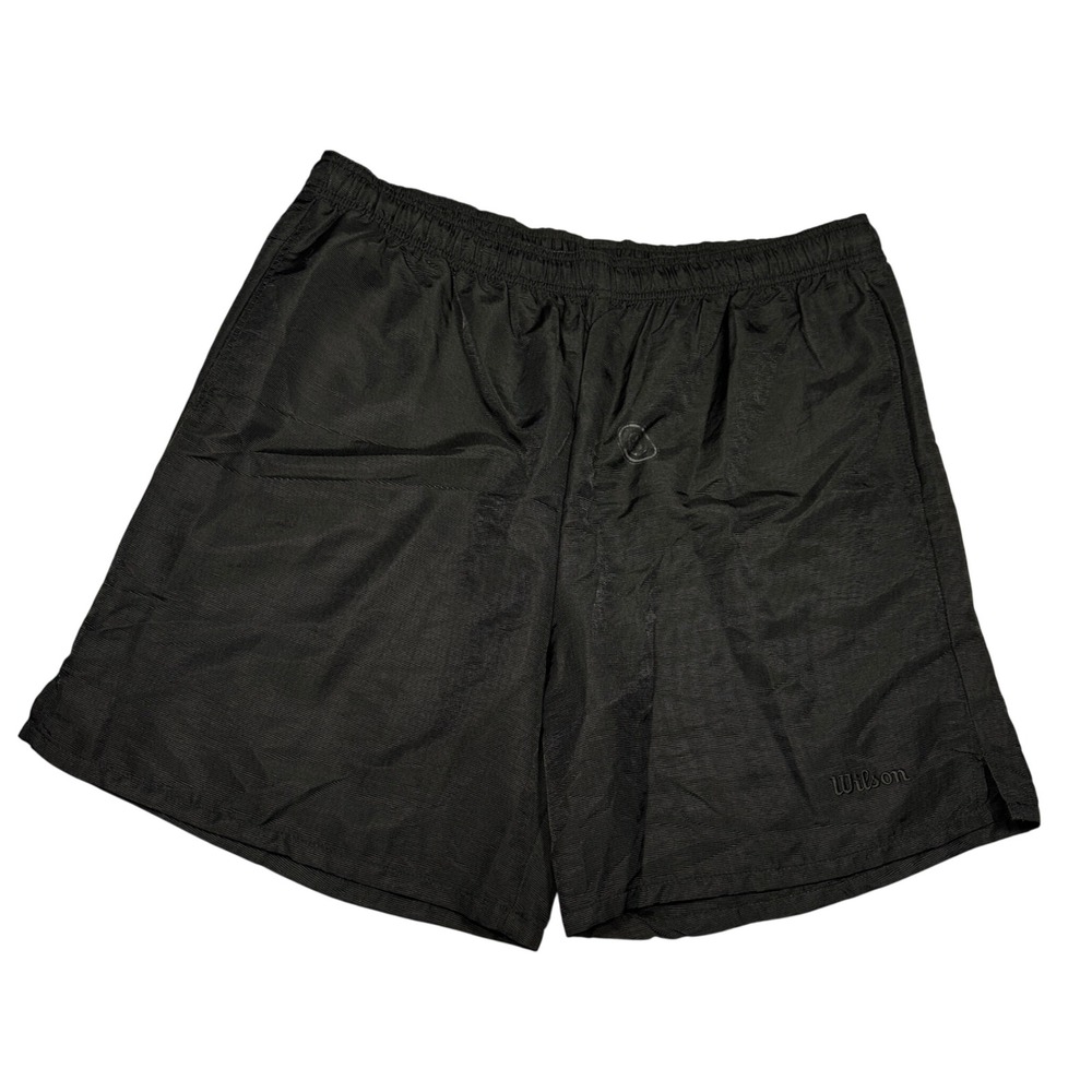 Wilson Vintage Mens XL Black Nylon Athletic Shorts Gym Tennis Running Sport